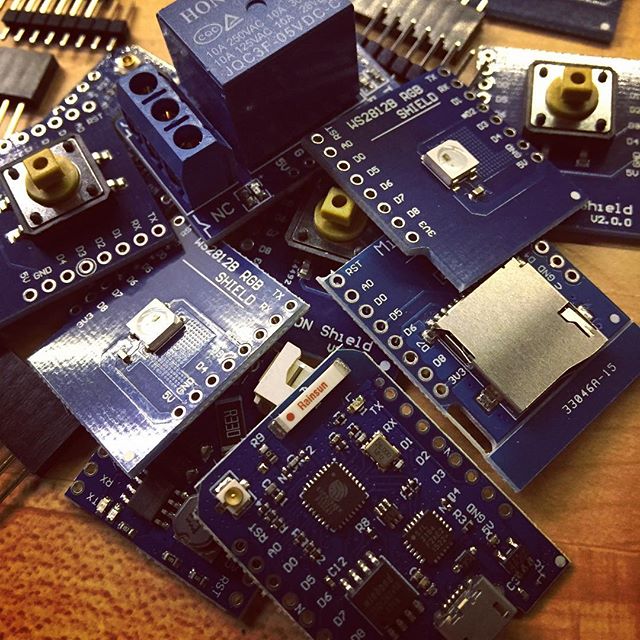 New modules #wemos #d1mini #arduino #relay #rgb #sdcard #button #pcbdesign #esp8266 #esp32 #espeasy #iot #sa6bwx #thingspeak